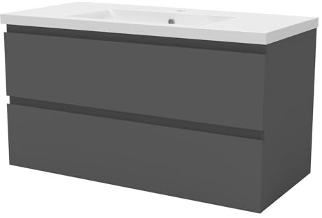 AICA Meuble Salle de Bain 100cm Simple Vasque Anthracite