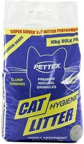 Pettex Premium Cat Litter 10kg - Biodegradable, Highly Absorbent, No Mess | Grey Natural Granules, Clump-Forming, Controls Odor | Hygienic Kitty Litter for Cats