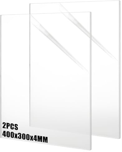 LOPYXBR 2 placas de cristal acrílico de 4 mm, 40 x 30 cm, lámina acrílica transparente, corte a medida, para decoración de Househld
