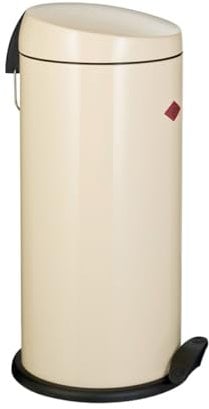Wesco klassischer Tretabfallsammler CAPBOY MAXI in der Farbe mandel, pulverbeschichtetes Stahlblech, Metalleinsatz aus 22 Liter Volumen, Kunststoff-Fußtritt