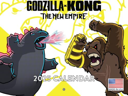 Godzilla X Kong Kalender 2025 The New Empire Movie Chibi Anime Style Monatlicher Wandkalender 12 Monate | Hergestellt in den USA