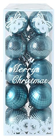 20 Teiliges Set Weihnachtskugeln Set 4cm Mini Christbaumkugeln Weihnachtsdeko Kugeln Deko Herbst Deko zum Aufhängen Christmas ornamentes Matt Glänzend für Weihnachten Party Dekoration Hellblaue