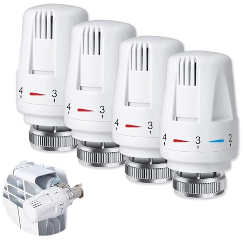 Tkxjry 4 Pièces Tete Thermostatique Radiateur, M30 x 1.5 Robinet Thermostatique Radiateur, Thermostat de radiateur, Valve de radiateur, Tête de radiateur thermostatique, Tête de Radiateur