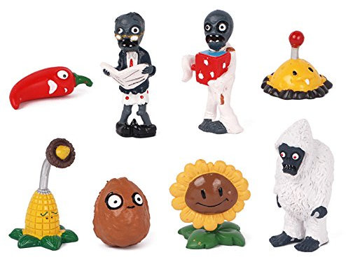 Juego de 8 figuras de dibujos animados de plantas zombies Peashooter, juguete coleccionable, modelo estatua, juguetes de PVC, adornos de oficina, fans, modelo coleccionable