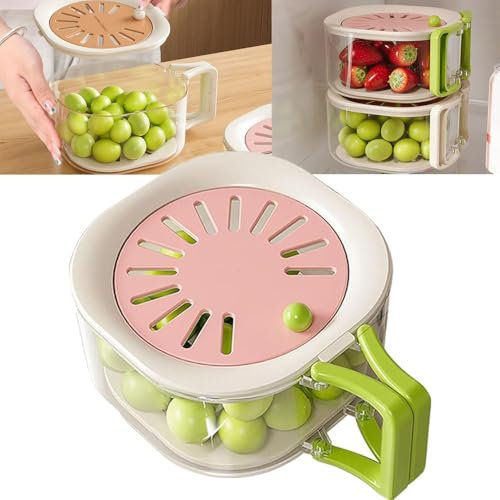 2-in-1 Draining and Preservation Basket, 2025 New Multifunctional Fruit and Vegetable Washing Bowl with Strainer, Fruit Washer Drainer Container Set with Lid and Handle Kitchen Gadgets