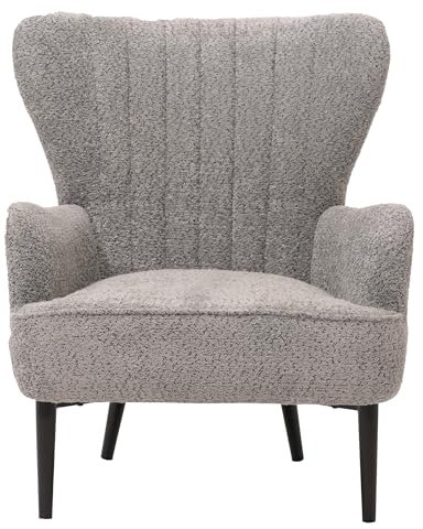 Lounge-Sessel HWC-K37, Cocktail-/Ohrensessel Polsterstuhl Retro Vintage Stoff Chenille (500g/m²) Öko-Tex - grau