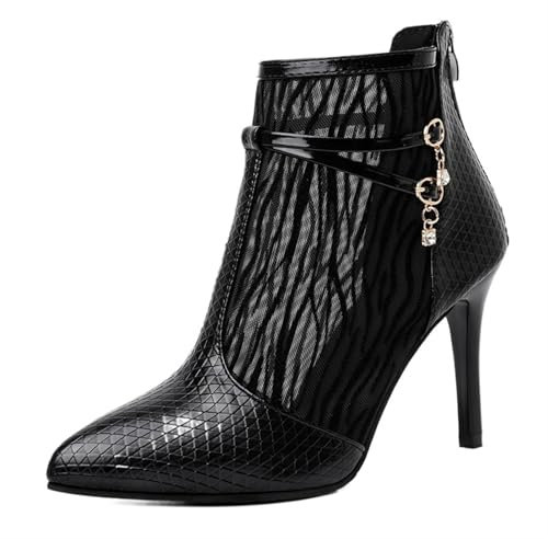 Scarpe a Tacco Chiuso Femminile, Stivali Estivi, reti Respirabili, Occhi Alti, Sandali, Scarpe di Moda(Black1,39 EU)