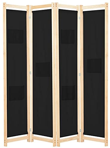 Paravent Innen Raumteiler, 4-teiliger Klappbar Trennwand Paravent, Holzrahmen, Freistehend Sichtschutz, Wand Raum Abtrennung für Balkon Umkleideraum Schlafzimmer, 160 x 170 x 4 cm, Stoff
