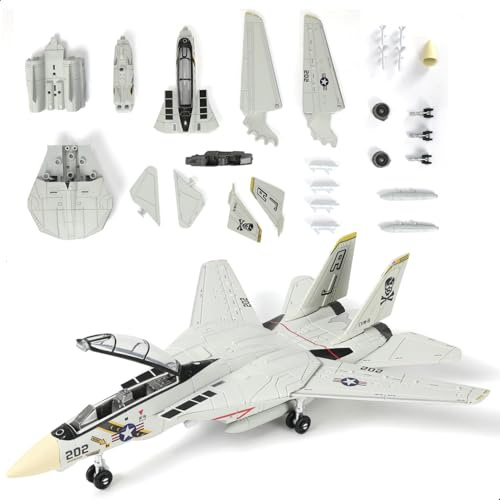 SEBUNAS 1:72 Scale F-14 Tomcat Fighter Jet Quick Build Model Kit Plastic Millitary F14 Toy Airplane Assembly Aircraft Model with Stand Gift for Kids (36PCS)