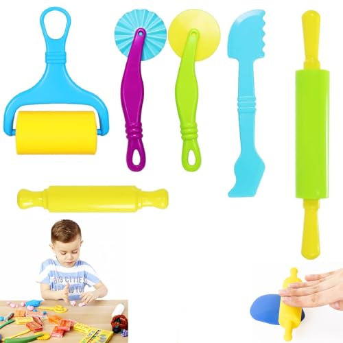 Knetwerkzeug,Knete Zubehör Set,6-Teilig Knete Zubehör Kinder,Plastilin Werkzeuge,Kinder Knetzubehör Knetä Jahre,Knete Ausstechformen Modellierwerkzeug Knet Werkzeug für Ab 2 Jahre Jungen Und Mädchen