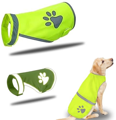 ZYEKIU Chaleco Reflectante de Seguridad para Perros Ropa de Alta Visibilidad Perros Chaleco de Seguridad Chaqueta de Mascota para Paseos Nocturnos y Actividades al Aire Libre (Talla M)