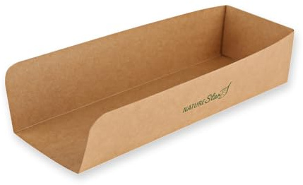 50 Stück NATUREStar Hot Dog Trays | Kraftpapier/PE, FSC®-Mix, Packung, braun, L: 23 cm, B: 7,5 cm, H: 7 cm, Hot Dog Trays, Kraftpapier Snackschalen, Pappteller