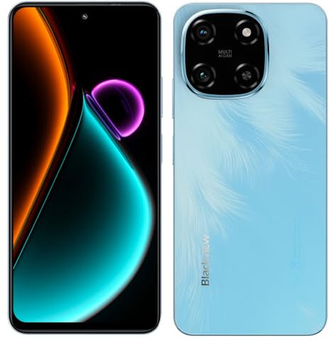 Blackview Color 6 AI Smartphone Unlocked, 24GB+256GB, 50MP+13MP Camera, 6.67 HD+ Screen, Three Card Slots, Android 15 Mobile Phone, 18W Fast Charge, Smart-K Box Speaker, Doke AI Apps, GPS Blue