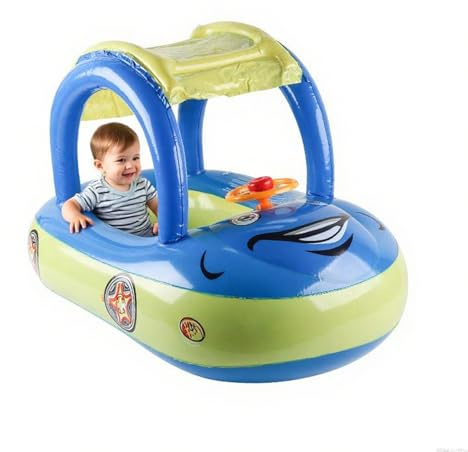 Aide à la natation pour enfant - Bouée de natation gonflable avec toit pare-soleil pour piscine, lac et