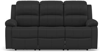Bestmobilier Armand Canapé Simili 3 Places, Canapé Relax Électrique (Noir) | Assise Confortable, Dossier Moelleux, Design Moderne pour Salon