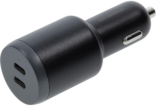 OtterBox Cargador de Coche de Dos Puertos USB-C 100W, Cargador de Carga Rápida para Smartphones y Tablets, Rugerizado, Ultra Duradero, Negro