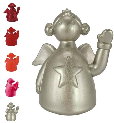 Klocke Dekorationsbedarf Deko Winke Engel - Weihnachtsfigur mit Stern - Festliche Weihnachtsdekoration & Geschenkidee (Champagner)