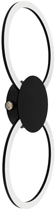 Eglo LED wall lamp Venticello, Indoor Light Fixture | bedroom lighting with two rings, metal in black, warm white