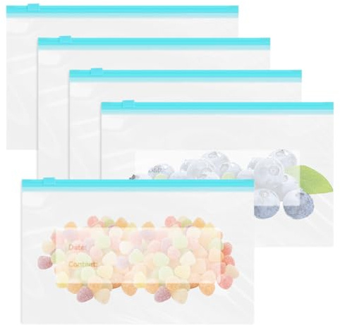 60 Stück Gefrierbeutel,23 × 14 × 4 cm Gefrierbeutel Zipper Wiederverwendbar | Freezer Bags mit Erweiterbarer Boden,Gefriertüten mit Zipper,Zip Beutel 1L für Obst,Gemüse,Fleisch,Getreide (Transparente)