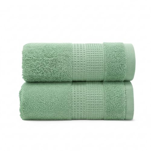 Velosso Premium 2 Pack Hand Towels 100% Egyptian Cotton (Sage Green) | Super Soft, Ultra Absorbent, Thick & Extra Large Hand Towels, Hotel Spa Quality, 50 × 80 cm