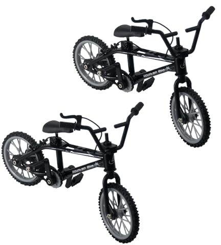 Clockjuan 2 x schwarze 1/18 Druckguss-Actionfigur, Spielzeug, Mini-Finger, Mountainbike, Fahrrad, Kunst, Handwerk, Desktop-Dekoration, Fingerfahrräder