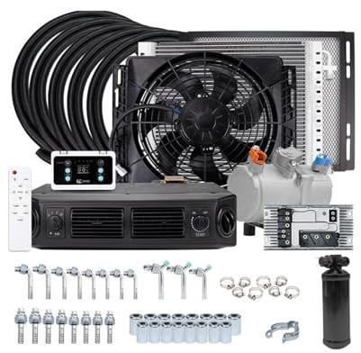 Compresor De Aire Acondicionado Eléctrico De 12V/24V – For Coche, Furgoneta, Hot Rod, Clásico. Pieza De Repuesto For Compresor De Aire Acondicionado De Coche.(Cool and Heat 12V)