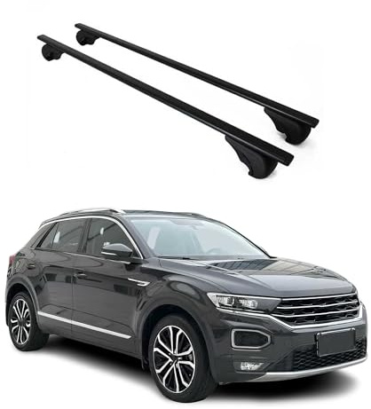 OMAC Dachträger für VW T-ROC 2017-2025 Stahl 2 Stangen Schwarz | Abschließbar, bis 75 kg Traglast, Querträger, Grundträger