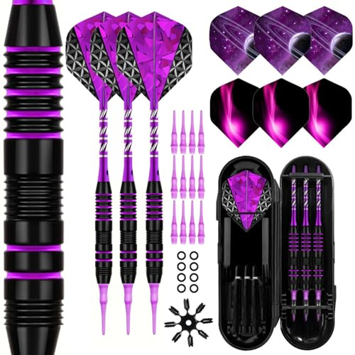 Lavishio Soft Tip Darts Set - Darts Plastic Tip Sets,3 Aluminum Shaft Professional Darts Plastic Tip Sets 2BA Replacement Tips Professional Soft Darts,Plastic Darts for Electronic Dart Board