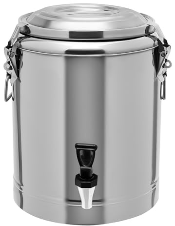 Scaldabagno in acciaio inox, 20 l, isolato, con coperchio, contenitore per il trasporto termico con rubinetto, contenitore per bevande, contenitore termico per feste, picnic