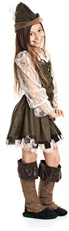 Kostümplanet® Robin Hood Kostüm Kinder Mädchen Faschingskostüm Lady Marian Kinderkostüm Räuberin Jäger Mittelalter Verkleidung Bogen-Schütze Größe 128