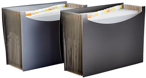 Amazon Basics Dokumentenmappe A4, Fächermappe, grau, Schwarz, 2er-Pack