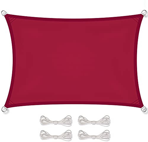 CelinaSun Tenda Parasole a Vela Giardino Balcone PES Poliestere Idrorepellente Rettangolare 3 x 4 m Rosso