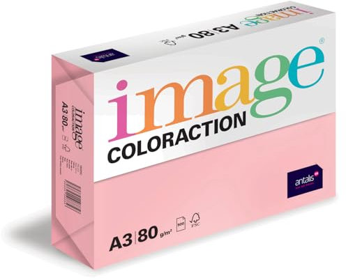 Image Coloraction Tropic - farbiges Kopierpapier - DIN A3, 297 x 420 mm, 80 g/m² - buntes, holzfreies Druckerpapier für Kopierer - 500 Blatt - Hellrosa