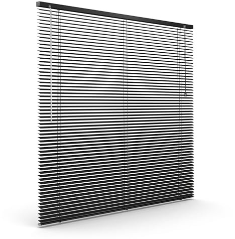Victoria M. Aluminium Jalousie 25mm, 85 x 130 cm, schwarz | Feuchtigkeitsbeständige Innenjalousie, Schraub-/Klemmmontage ohne Bohren inkl. Klemmclips