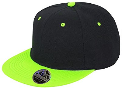 Result - Gorra/Visera Unisex Visera Plana Original 2 Colores Modelo Bronx Core con Cierre Snapback (Talla Única) (Negro/Verde Lima)