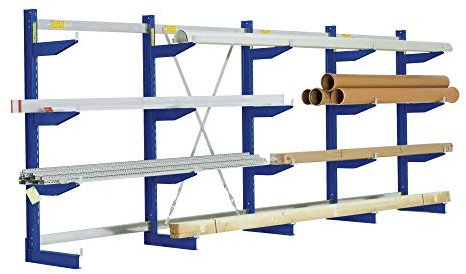 BITO 20-17892 Typ L Kragarmregale, Einseitige Nutzung, 4 Arme, 1980 mm x 5356 mm x 600 mm, 5250 kg Tragkraft Gesamt, 500 mm Nutztiefe, Enzianblau