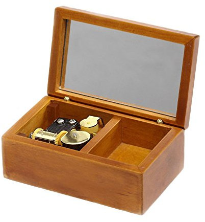 Aufzieh Holz Musical Jewelry Box, kleine Größe Aufbewahrung Musik Box, Geschenk Musik Box, Moon River Spieluhr, Holz, Wood-Golden, Moon River