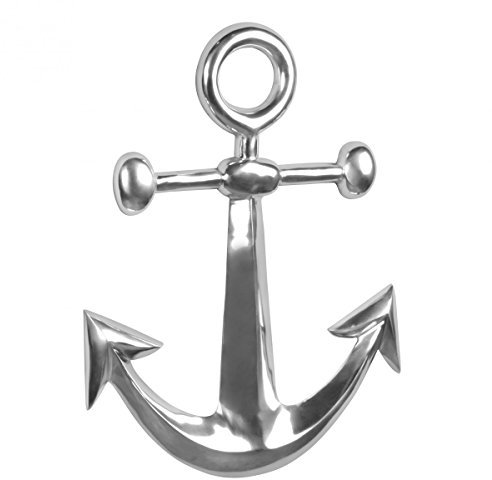 FineBuy Anker Wanddeko Aluminium 62x40 cm – Maritime Wanddekoration in Silber – Metall Deko Anker für Wohnzimmer Flur Badezimmer – Nautischer Wandanker im maritimen Stil – Modernes Wandobjekt