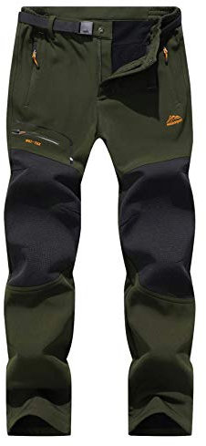 BenBoy Herren Wanderhose Wasserdicht Softshellhose Outdoorhose Winddicht Warm Gefüttert Skihose Snowboardhose Winter Trekkinghose,KZ1602-Armygreen-S