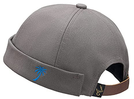Clape Rolled Cuff Retro Brimless Beanie Hat Strapback Skullcap Sailor Cap Unique Street Casual Cotton Brim-Less Docker Cap, Retro-Gray, 21-23.6 inches / 54-60cm (Adjustable)