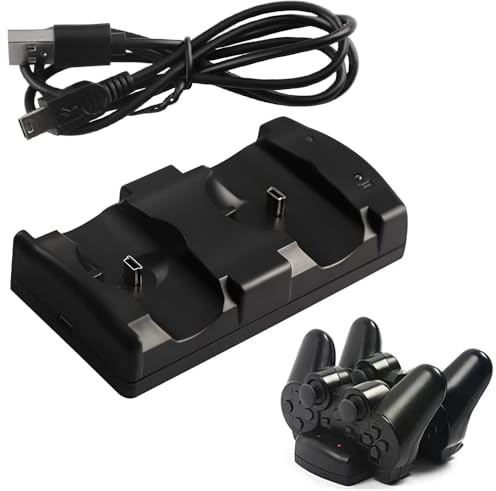 Kailisen Station de charge 2 en 1 avec indicateur lumineux LED Compatible avec manette Playstation PS3/MOVE Noir