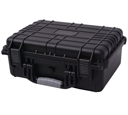 Universalkoffer mit 3 Schaumstoff Schutzkoffer Transportkoffer Koffer aus Polypropylen und ABS mit einem Druckventil ausgestattet 40,6x33x17,4cm Schwarz