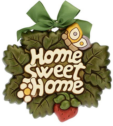 THUN - Formella Grande Sagomata Home Sweet Home - da Appendere - Ceramica - 23,8x20,5 cm - Linea Home Sweet Home
