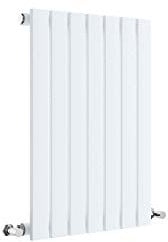 Nuie HLW54 Sloane Modern Home Wall Mount Designer Horizontal Single Panel Radiator, 600mm x 412mm x 53mm, High Gloss, Satin White