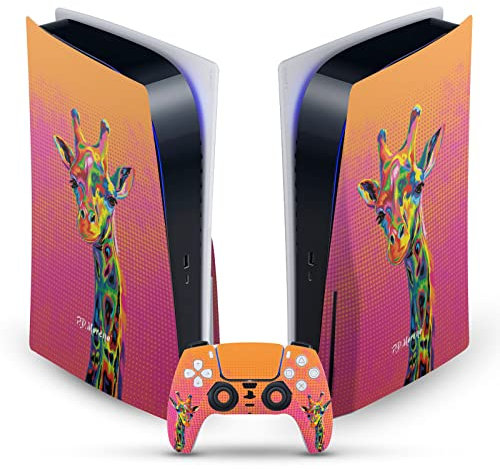 Head Case Designs Offizielle P.D. Moreno Giraffe Tiere II Vinyl Frontplatte Haut Gaming Aufkleber kompatibel mit Sony PlayStation 5 PS5 Disc Edition Console & DualSense Controller
