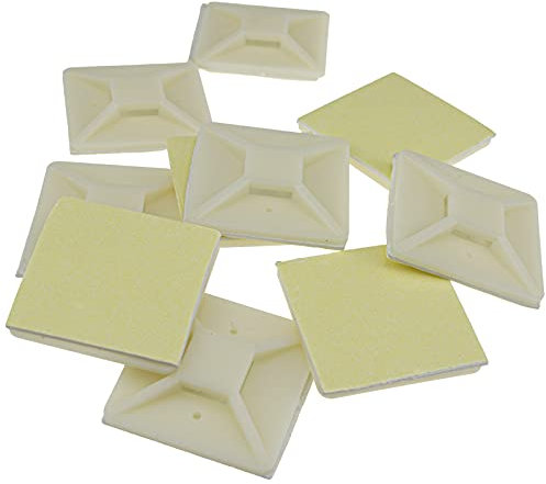 Cable Tie Base 40mm x 40mm Self Adhesive Natural Large White [10 Pack] [10 Pack : 40mm]