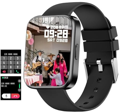 findtime Smartwatch Telefonieren mit Lautsprecher,1.7 Zoll Touchscreen,Direkt Koppeln mit Bluetooth Whatsapp Fähig,Gesundheitsuhr Fitness Tracker Blutdruck Pulsuhr Schrittzähler