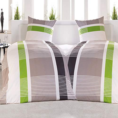 Beautissu Bettwäsche 155x220 Baumwolle 4teilig Bettwäsche-Sets 100% Baumwolle Bettwaren & Bettwäsche Sommer Sommerbettwäsche Set 2X Bettbezug 155x220 & 2X Kissenbezug 80x80 cm – Dana