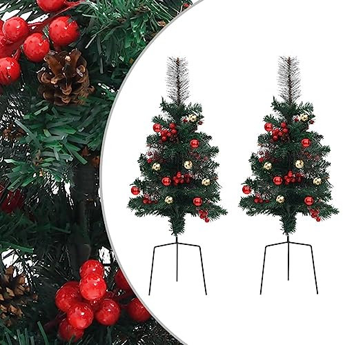 vidaXL 2X Weihnachtsbaum mit Pfostenträger Künstlich Christbaum Tannenbaum Dekobaum Kunstbaum Weihnachten Dekoration Weihnachtsdeko 76cm PVC