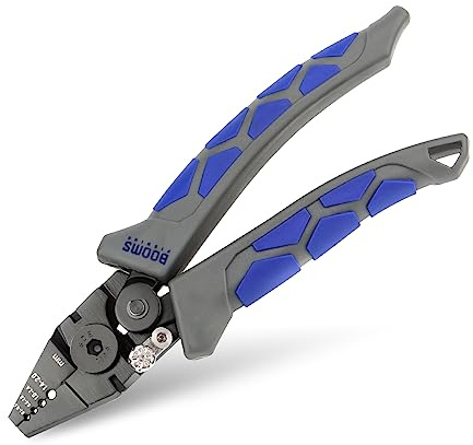 Booms Fishing CP4 Draht-Crimpzange mit Cutter, Müheloses Angeln Crimpzange, Hartstahl Angelzange Drahtseilvorfach Crimper Tool, 17.8 cm Crimpers Swager mit ergonomischem Griff